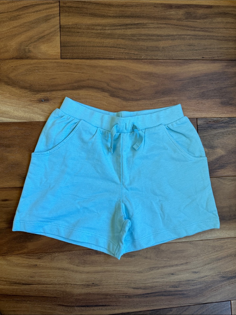 Kids' Light Blue Drawstring Organic Cotton Shorts